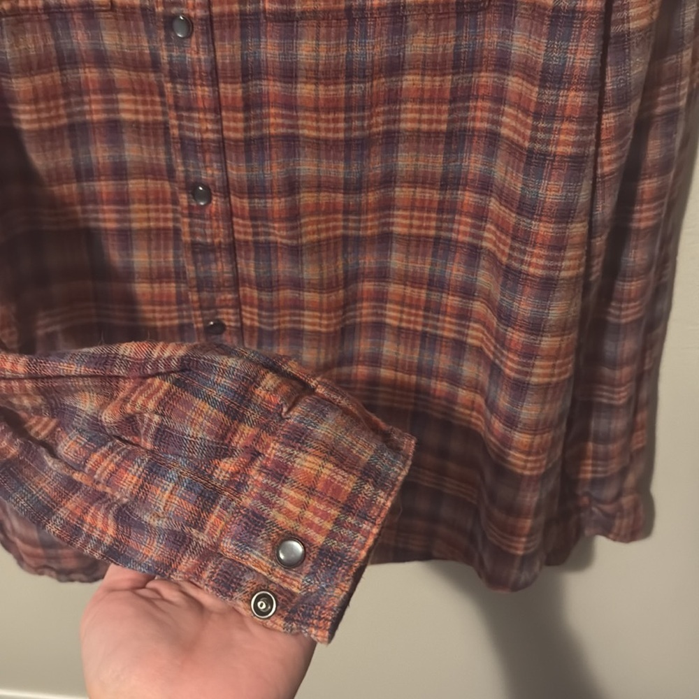 Harley Davidson Plaid Snap Button 100% Cotton Womens 2XL EUC Flannel Logo Biker - Picture 7 of 12